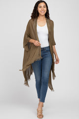 Olive Lightweight Fringe Hem Hi-Low Maternity Kimono