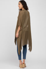 Olive Lightweight Fringe Hem Hi-Low Kimono