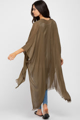 Olive Lightweight Fringe Hem Hi-Low Maternity Kimono