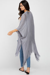 Grey Lightweight Fringe Hem Hi-Low Maternity Cover Up