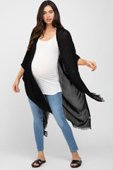 Black Lightweight Fringe Hem Hi-Low Maternity Cover Up