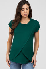 Emerald Green Layered Wrap Front Maternity Nursing Top