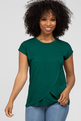 Emerald Green Layered Wrap Front Maternity Nursing Top