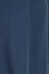 Navy Linen Button Front Dress