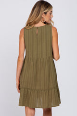 Olive Jacquard Tiered Maternity Dress