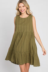 Olive Jacquard Tiered Dress