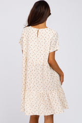 Cream Printed Babydoll Dress