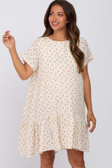 Cream Printed Maternity Babydoll Dress