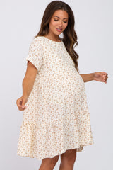 Cream Printed Maternity Babydoll Dress