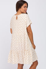 Cream Printed Maternity Babydoll Dress