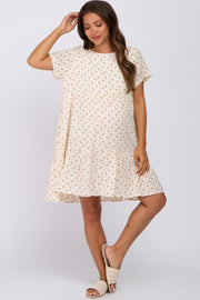 Cream Printed Maternity Babydoll Dress