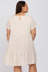 Cream Printed Plus Babydoll Dress