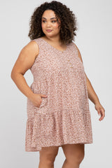 Mauve Ditsy Floral Button Front Maternity Plus Dress