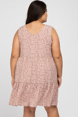 Mauve Ditsy Floral Button Front Plus Dress