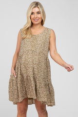 Light Olive Ditsy Floral Button Front Maternity Dress