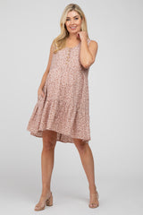 Mauve Ditsy Floral Button Front Maternity Dress