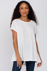 White Ruffle Back Maternity Top