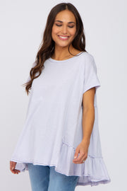 Lavender Ruffle Back Maternity Top