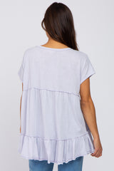 Lavender Ruffle Back Maternity Top