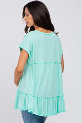 Mint Ruffle Back Maternity Top