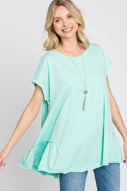 Mint Ruffle Back Top