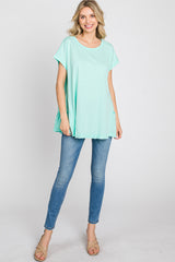 Mint Ruffle Back Top