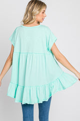 Mint Ruffle Back Top