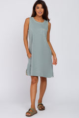 Mint Floral Trim Maternity Shift Dress