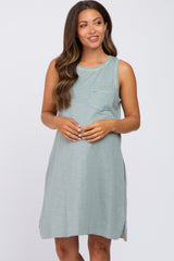 Mint Floral Trim Maternity Shift Dress