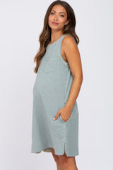 Mint Floral Trim Maternity Shift Dress