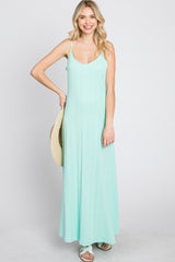 Mint Green Knit Ribbed Maxi Dress