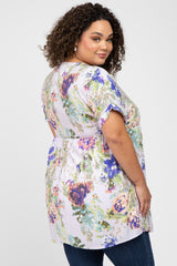 Lavender Floral V-Neck Maternity Plus Dress