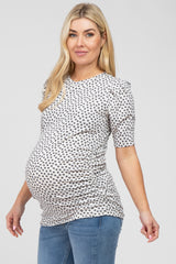 White Ditsy Floral Ruched Maternity Top