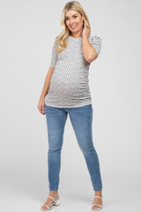 White Ditsy Floral Ruched Maternity Top