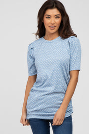 Light Blue Ditsy Floral Ruched Top