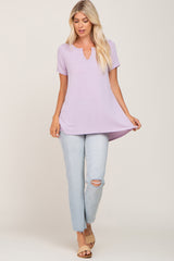 Lavender Ribbed Short Sleeve Top