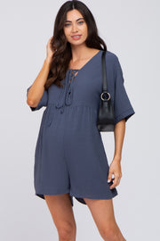 Charcoal Lace Up Maternity Romper