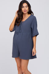 Charcoal Lace Up Maternity Romper