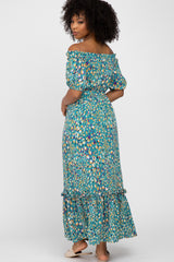 Jade Printed Off Shoulder Ruffle Hem Maxi Dress