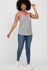 Black Striped Colorblock Sleeveless Top