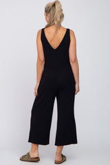 Black V-Neck Sleeveless Cropped Maternity Jumpsuit