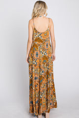 Orange Patchwork Floral Maxi Dress