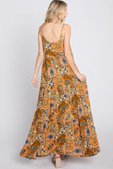 Orange Patchwork Floral Maxi Dress