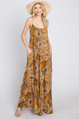 Orange Patchwork Floral Maxi Dress