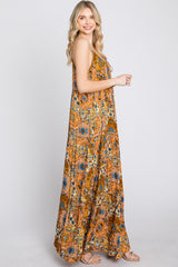 Orange Patchwork Floral Maxi Dress