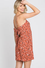 Rust Floral Cutout Back Tie Romper