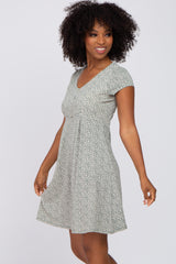 Sage Floral Button Accent Dress