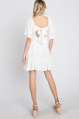 White Smocked Tie Back Dress