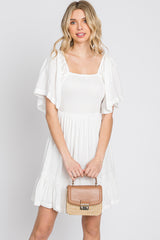 White Smocked Tie Back Dress