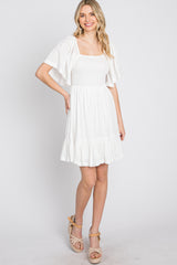 White Smocked Tie Back Dress